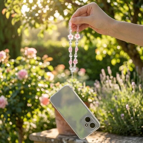 Beaded Phone Bracelet Strap, Crystal Butterfly Flower Pearl Beaded Phone Wrist Lanyard Strap, Acrylic Charm Bracelet for Women, Camera, Keychain, Wallet Decor, Gift in Kuwait