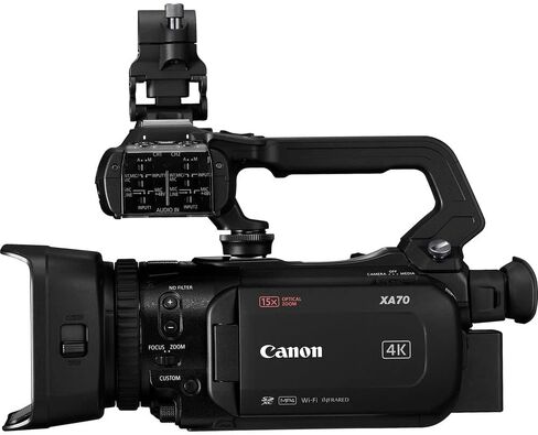 حزمة كاميرا الفيديو Canon XA70 UHD 4K30 مع التركيز التلقائي ثنائي البكسل (5736C002) + شاشة 4K + ميكروفون احترافي + بطاقة 2 × 64 جيجابايت + بطارية 2 × BP828 + المزيد in Kuwait