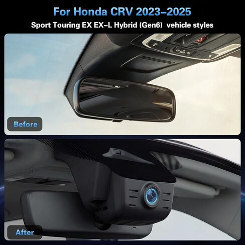كاميرا قياس أمامية 4K لسيارة Honda CRV 2023-2025 Sport Touring EX EX-L Hybrid (Gen6) كاميرا داش، واي فاي مدمج، مظهر OEM، فيديو UHD 2160P، التوصيل والتشغيل، كاميرا Dashcam مع رؤية ليلية، تسجيل حلقي، مستشعر G in Kuwait