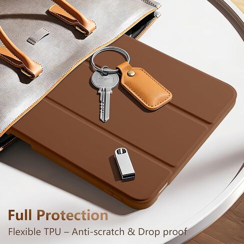 for iPad A16 Case 11th Generation 11 Inch 2025, for iPad 10th Generation Case 10.9 Inch 2022 with Pencil Holder, Trifold Stand Protective Cover with Soft TPU Back, Auto Wake/Sleep, Brown in Kuwait