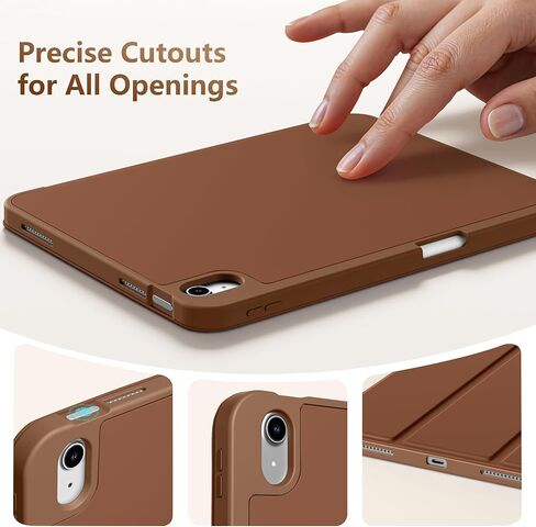 for iPad A16 Case 11th Generation 11 Inch 2025, for iPad 10th Generation Case 10.9 Inch 2022 with Pencil Holder, Trifold Stand Protective Cover with Soft TPU Back, Auto Wake/Sleep, Brown in Kuwait