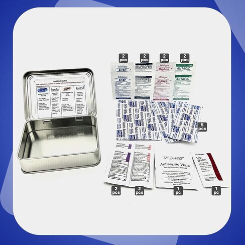 DormDoc Mini Backpack 25 Piece First Aid Kit for College Student Dorm Room Emergency OTC Medications and Bandages Blue in Saudi Arabia