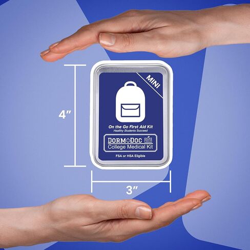 DormDoc Mini Backpack 25 Piece First Aid Kit for College Student Dorm Room Emergency OTC Medications and Bandages Blue in Saudi Arabia
