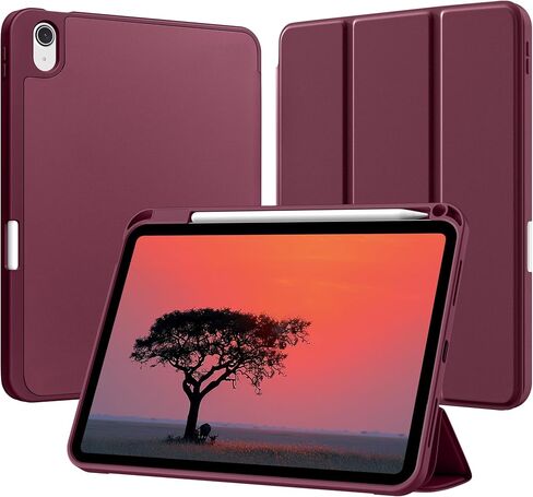 for iPad A16 Case 11th Generation 11 Inch 2025, for iPad 10th Generation Case 10.9 Inch 2022 with Pencil Holder, Trifold Stand Protective Cover with Soft TPU Back, Auto Wake/Sleep, Brown in Kuwait
