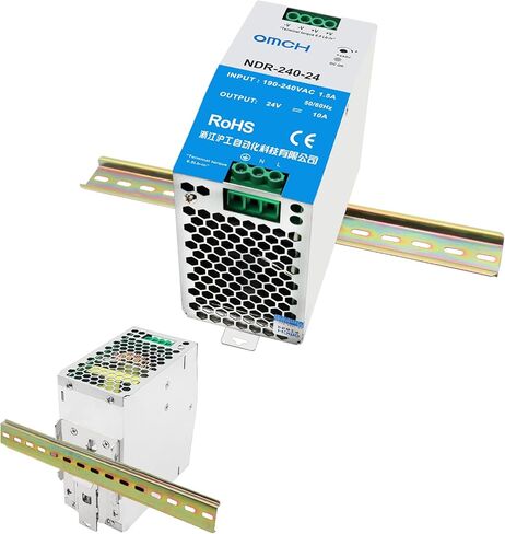 مصدر طاقة DIN للسكك الحديدية 240 وات، OMCH NDR-240-24 24V 10A، مدخل تيار متردد 190-240VAC، مصدر طاقة تحويل صناعي مع RoHS CE in Kuwait