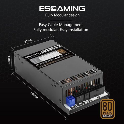 ESGAMING Flex ATX/1U 400W مزود طاقة، 80 Plus برونزي معتمد APFC كامل النطاق 90-264V Mini ITX PSU لـ POS AIO NAS Mini Server صغير الحجم PC (Flex ITX) in Kuwait