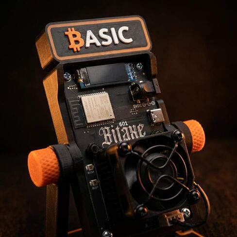Basic Solo Bitcoin Miner – Bitaxe Gamma 601 BM1370 ASIC, 1.2 TH/s Open Source Crypto Mining Device with AxeOS, 2.4G Wi-Fi, OLED Display, Low Noise Home Mining Unit, 5V Power Supply & Stand Included in Kuwait