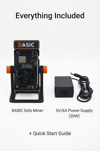 Basic Solo Bitcoin Miner – Bitaxe Gamma 601 BM1370 ASIC, 1.2 TH/s Open Source Crypto Mining Device with AxeOS, 2.4G Wi-Fi, OLED Display, Low Noise Home Mining Unit, 5V Power Supply & Stand Included in Kuwait