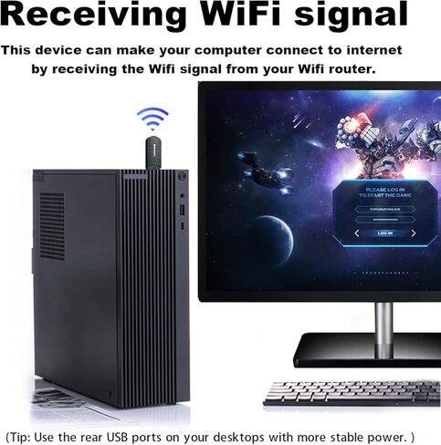 محول واي فاي 1800 ميجابت في الثانية للكمبيوتر المكتبي، محول USB WiFi 6 لاسلكي مع نطاق مزدوج 5 جيجا هرتز/2.4 جيجا هرتز، برنامج تشغيل مدمج لنظام التشغيل Windows 10/11 - AX1805-1 in Kuwait