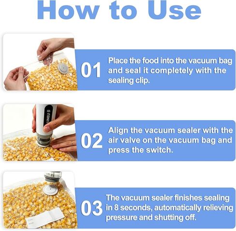 JUNEU Compact Vacuum Sealer for Food, Handheld Food Saver Machine with 30 Reusable Vacuum Bags, 6X Preservation & Fresh, Powerful Portable Wireless Food Sealer Set for Home Kitchen Travel in Kuwait