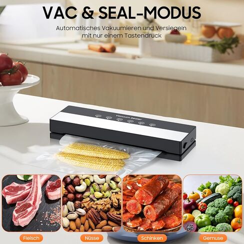 Vacuum Sealer Machine Strong Suction 5-in-1 Modes for Dry & Moist Foods food vacuum sealer machine Keep Meat Vegetables FreshLonger 10 Vacuum Bags Included Black in Kuwait