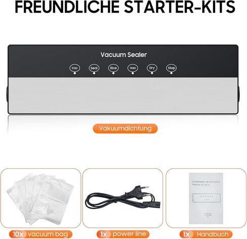 Vacuum Sealer Machine Strong Suction 5-in-1 Modes for Dry & Moist Foods food vacuum sealer machine Keep Meat Vegetables FreshLonger 10 Vacuum Bags Included Black in Kuwait
