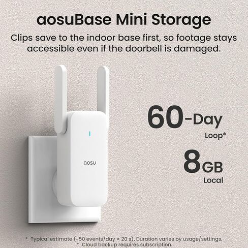 aosu Doorbell Camera Wireless, Local Storage, 5MP Ultra HD, Triple Motion Detection, 2.4/5 GHz WiFi, Built-in 8GB, Rechargeable Battery, Alexa & Google Compatible in Kuwait