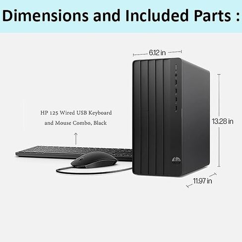 HP Desktop Computer Business Tower PC, 13th Gen Intel 4-Core Processor (Beat i5-12400), 16GB DDR4 RAM, 1TB PCIe SSD, WiFi Adapter, RJ-45, HDMI, VGA, Keyboard and Mouse, Windows 11 Pro (Renewed) in Kuwait