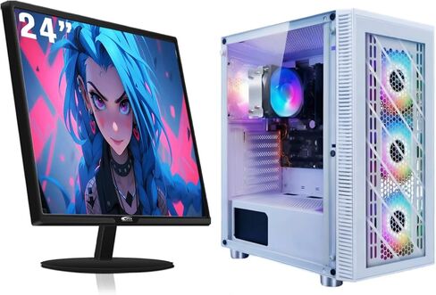 STGAubron Gaming PC Bundle with 24 Inch FHD LED Monitor- AMD Ryzen 7 5700G up to 4.6G, 16GB DDR4, 1TB SSD, RGB Fan x4, Windows 11 Home in Kuwait