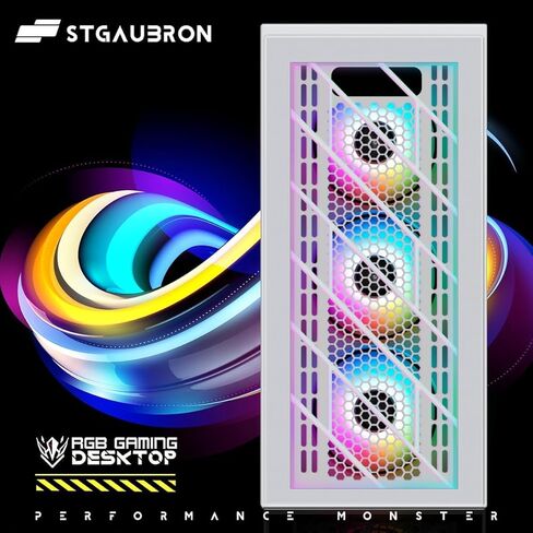 STGAubron Gaming PC Bundle with 24 Inch FHD LED Monitor- AMD Ryzen 7 5700G up to 4.6G, 16GB DDR4, 1TB SSD, RGB Fan x4, Windows 11 Home in Kuwait