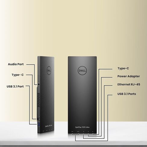 كمبيوتر سطح المكتب Dell OptiPLex 7070 Ultra - Intel Core i5-8265U الجيل الثامن حتى 3.90 جيجا هرتز - ذاكرة وصول عشوائي DDR4 سعة 8 جيجابايت - محرك SSD بسعة 128 جيجابايت - لوحة المفاتيح والماوس - Wi-Fi - Window 11 Pro (متجدد) in Kuwait