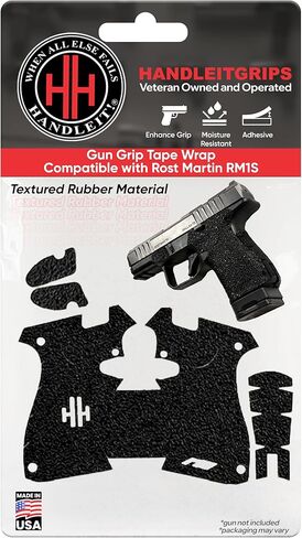 شريط قبضة المسدس Handleitgrips متوافق مع Rost Martin RM1S | شريط قبضة مسدس مطاطي أسود مع إدراجات | اكسسوارات السلاح | مملوك للمحاربين القدامى | صنع في الولايات المتحدة الأمريكية in Kuwait
