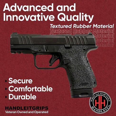 شريط قبضة المسدس Handleitgrips متوافق مع Rost Martin RM1S | شريط قبضة مسدس مطاطي أسود مع إدراجات | اكسسوارات السلاح | مملوك للمحاربين القدامى | صنع في الولايات المتحدة الأمريكية in Kuwait