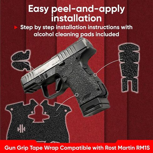 شريط قبضة المسدس Handleitgrips متوافق مع Rost Martin RM1S | شريط قبضة مسدس مطاطي أسود مع إدراجات | اكسسوارات السلاح | مملوك للمحاربين القدامى | صنع في الولايات المتحدة الأمريكية in Kuwait