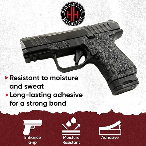 شريط قبضة المسدس Handleitgrips متوافق مع Rost Martin RM1S | شريط قبضة مسدس مطاطي أسود مع إدراجات | اكسسوارات السلاح | مملوك للمحاربين القدامى | صنع في الولايات المتحدة الأمريكية in Kuwait
