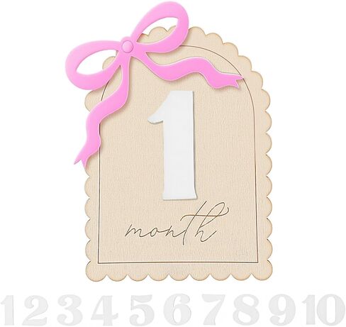 Monthly Milestone Signs, Baby Monthly Milestone Sign, Wooden Baby Month Milestones Cards for 1-12 Month Photo Props, Birthday Party Decorations in Kuwait