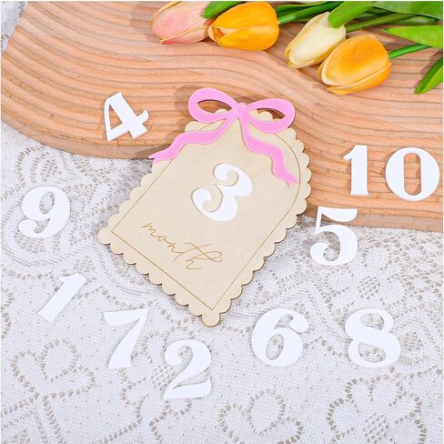 Monthly Milestone Signs, Baby Monthly Milestone Sign, Wooden Baby Month Milestones Cards for 1-12 Month Photo Props, Birthday Party Decorations in Kuwait