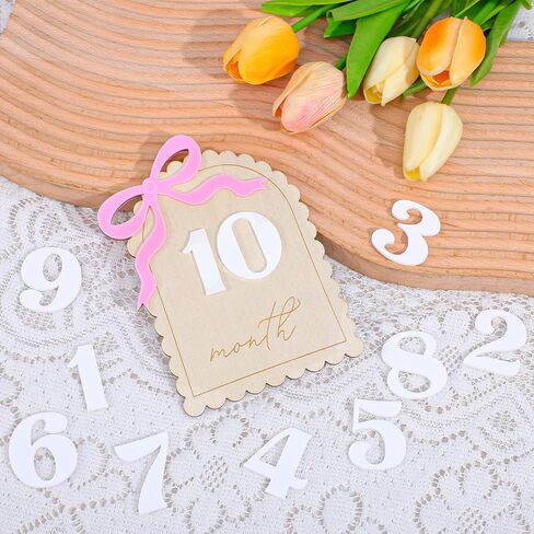Monthly Milestone Signs, Baby Monthly Milestone Sign, Wooden Baby Month Milestones Cards for 1-12 Month Photo Props, Birthday Party Decorations in Kuwait