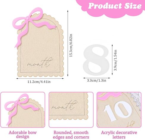 Monthly Milestone Signs, Baby Monthly Milestone Sign, Wooden Baby Month Milestones Cards for 1-12 Month Photo Props, Birthday Party Decorations in Kuwait