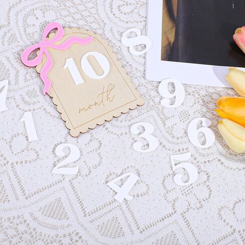 Monthly Milestone Signs, Baby Monthly Milestone Sign, Wooden Baby Month Milestones Cards for 1-12 Month Photo Props, Birthday Party Decorations in Kuwait