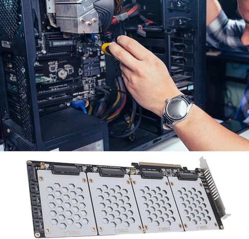 محول Gugxiom PCIe U.2 X8 إلى 4 منافذ SFF8639، بطاقة Riser SSD NVMe SATA 2.5 بوصة، مقسم PCIe 4.0 لمحركات الأقراص الرباعية in Kuwait