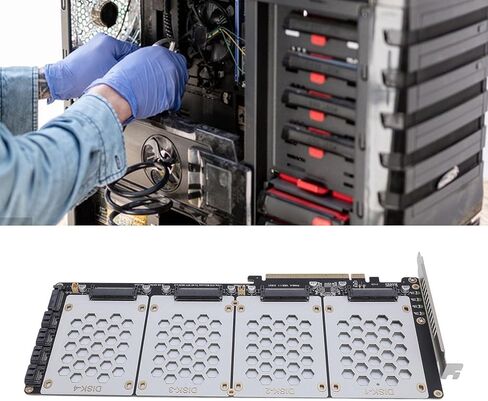 محول Gugxiom PCIe U.2 X8 إلى 4 منافذ SFF8639، بطاقة Riser SSD NVMe SATA 2.5 بوصة، مقسم PCIe 4.0 لمحركات الأقراص الرباعية in Kuwait