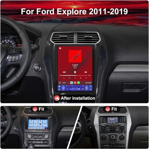 راديو سيارة 12.1 بوصة لسيارة Ford Explorer 2011-2019، وحدة رأس 8 أساسية، ترقية ستيريو بشاشة لمس 4+64 جيجابايت مع CarPlay/Android Auto، Fm/Am، GPS، كاميرا احتياطية in Kuwait