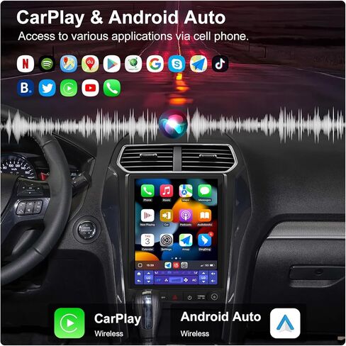 راديو سيارة 12.1 بوصة لسيارة Ford Explorer 2011-2019، وحدة رأس 8 أساسية، ترقية ستيريو بشاشة لمس 4+64 جيجابايت مع CarPlay/Android Auto، Fm/Am، GPS، كاميرا احتياطية in Kuwait