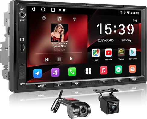 ATOTOZONE A5L 7 بوصات 2 + 32 جيجابايت ستيريو سيارة Android مزدوج Din، كاميرا احتياطية LRV وكاميرا داش DVR 1080P، CarPlay لاسلكي/Android Auto، WiFi/BT/USB، 24B EQ&DSP، FM/SWC، MirrorLink، دردشة AI، تتبع GPS in Kuwait