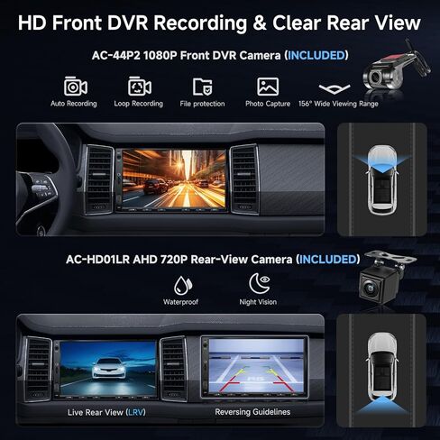 ATOTOZONE A5L 7 بوصات 2 + 32 جيجابايت ستيريو سيارة Android مزدوج Din، كاميرا احتياطية LRV وكاميرا داش DVR 1080P، CarPlay لاسلكي/Android Auto، WiFi/BT/USB، 24B EQ&DSP، FM/SWC، MirrorLink، دردشة AI، تتبع GPS in Kuwait
