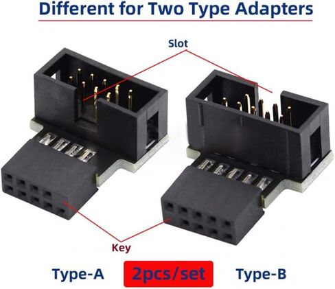 1 مجموعة أسفل وأعلى بزاوية 90 درجة ذكر إلى أنثى USB 2.0 10Pin 9Pin رأس لمحول تمديد اللوحة الأم in Kuwait