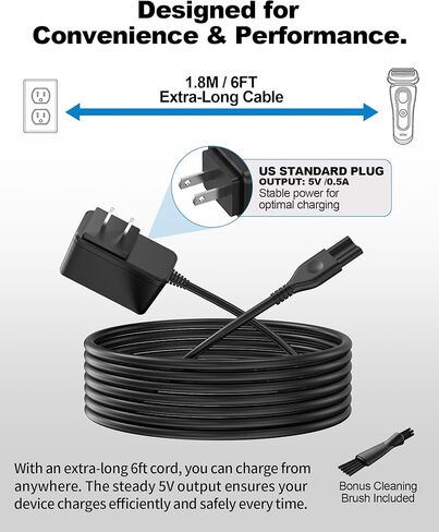 شاحن VHBW 5V لمجموعة Braun Series 9 9440 الكل في واحد - متوافق مع أدوات التشذيب الكهربائية AIO5490 AiO7440 AiO5470 - محول بديل لـ 463-5221 in Kuwait