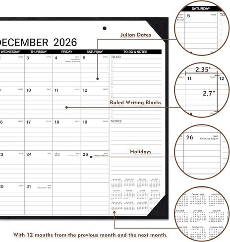 تقويم مكتب 2024 - تقويم مكتب كبير 2024، يناير 2024 - ديسمبر 2024، 22 بوصة × 17 بوصة، كتل كبيرة مسطرة، تصميم قابل للتمزيق، 2 واقيات للزوايا وخطافين للتعليق، تقويم مكتب مثالي للتنظيم in Saudi Arabia