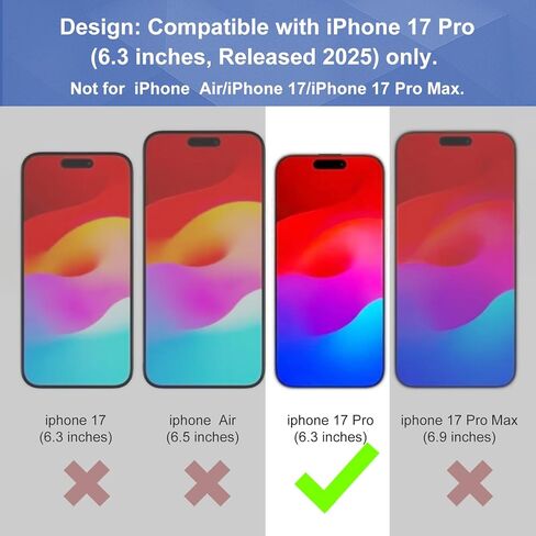 Ailiber متوافق مع حافظة iPhone 17 Pro، حافظة بمشبك حزام iPhone 17 Pro مع واقي شاشة من الزجاج المقوى، حامل بمسند دوار، غطاء هاتف محمول نحيف مقاوم للصدمات - أسود in Kuwait