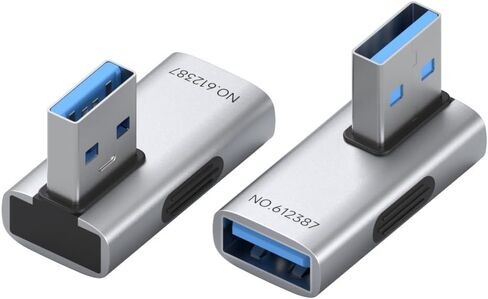 USB 3.2 Adapter 2 Pack, 90 Degree Right and Left Angle USB A Male to Female Connector OTG Adapter Cable Extender for Laptops Charger PC Car Mouse Keyboard (Vertical Back) in Kuwait
