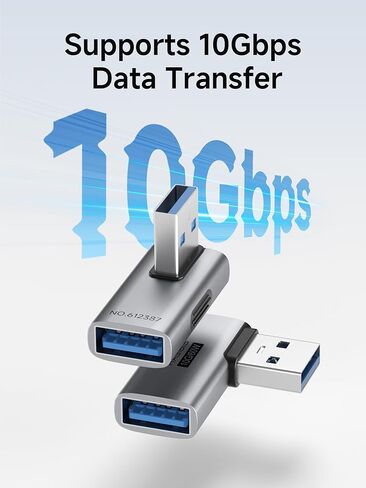 USB 3.2 Adapter 2 Pack, 90 Degree Right and Left Angle USB A Male to Female Connector OTG Adapter Cable Extender for Laptops Charger PC Car Mouse Keyboard (Vertical Back) in Kuwait