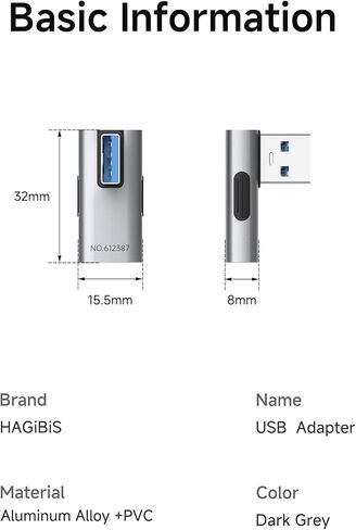 USB 3.2 Adapter 2 Pack, 90 Degree Right and Left Angle USB A Male to Female Connector OTG Adapter Cable Extender for Laptops Charger PC Car Mouse Keyboard (Vertical Back) in Kuwait