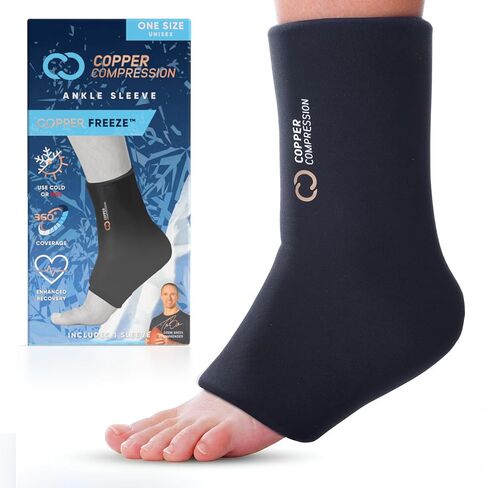CopperFreeze™ Ankle Sleeve by Copper Compression – Hot & Cold Therapy Support for Ankle Pain, Swelling, Sprains, Plantar Fasciitis, and Injury Recovery – 360° Copper Infused Relief for Foot & Heel – One Size in Saudi Arabia