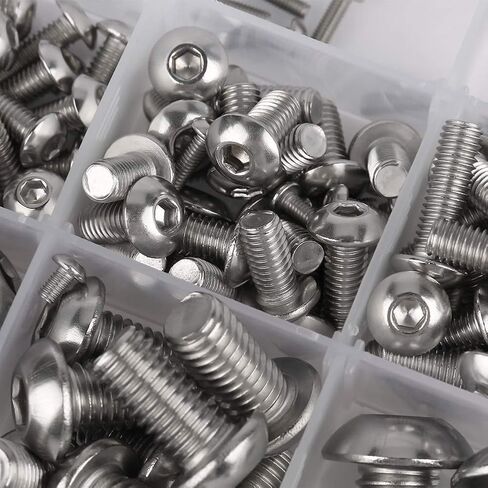 250pcs M2 M2.5 M3 M4 M5 M6 M8 M10 Machine Screws Set, Stainless Steel Hex Socket Bolts for Laptop Keyboard PC Repair, Assorted Metric Fasteners Kit for Electronics and in Kuwait