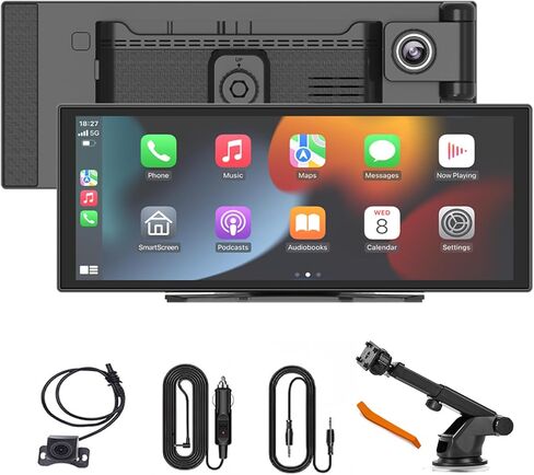 11 Inch Wireless Apple CarPlay & Android Auto Screen for Car,with 4K Dash Cam,Ultra-Light Touchscreen, IP68 1080P Backup Camera, GPS Navigation, Voice Control, Mirror Link(No Card) in Kuwait