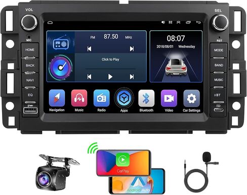 راديو ستيريو للسيارة مقاس 7 بوصات لسيارة Chevy Traverse 2008-2012، وحدة رأس ملاحة GPS تعمل باللمس بنظام Android 13 مع ذاكرة تخزين داخلية 4+64 جيجابايت، تدعم البلوتوث، WiFi، DSP، رابط المرآة، التحكم في عجلة القيادة، كاميرا احتياطية in Kuwait