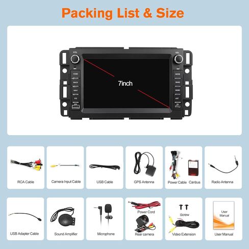 راديو ستيريو للسيارة مقاس 7 بوصات لسيارة Chevy Traverse 2008-2012، وحدة رأس ملاحة GPS تعمل باللمس بنظام Android 13 مع ذاكرة تخزين داخلية 4+64 جيجابايت، تدعم البلوتوث، WiFi، DSP، رابط المرآة، التحكم في عجلة القيادة، كاميرا احتياطية in Kuwait