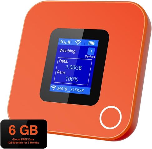 جهاز نقطة اتصال متنقلة 4G LTE، بيانات عالمية مجانية لمدة 6 أشهر (1 جيجابايت/شهر)، نقطة اتصال WiFi محمولة للسفر في أكثر من 200 دولة ومنطقة، توصيل 32 جهازًا، بطارية 5000 مللي أمبير في الساعة، لا تتطلب بطاقة SIM in Kuwait