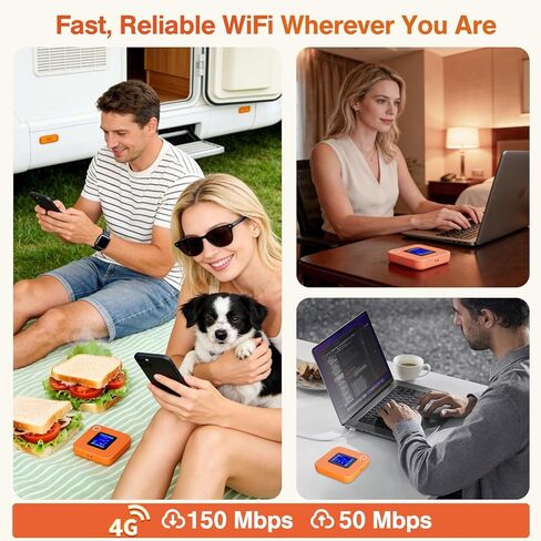 جهاز نقطة اتصال متنقلة 4G LTE، بيانات عالمية مجانية لمدة 6 أشهر (1 جيجابايت/شهر)، نقطة اتصال WiFi محمولة للسفر في أكثر من 200 دولة ومنطقة، توصيل 32 جهازًا، بطارية 5000 مللي أمبير في الساعة، لا تتطلب بطاقة SIM in Kuwait